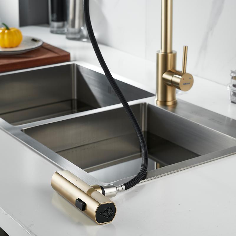 Смеситель для кухни с выдвижной лейкой Shevanik S263 S263G Смеситель для кухни с выдвижной лейкой Shevanik S263 S263G