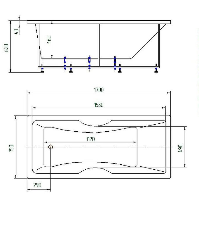 Акриловая ванна Акватек Феникс 170х75 FEN170-0000043 Акриловая ванна Акватек Феникс 170х75 FEN170-0000043