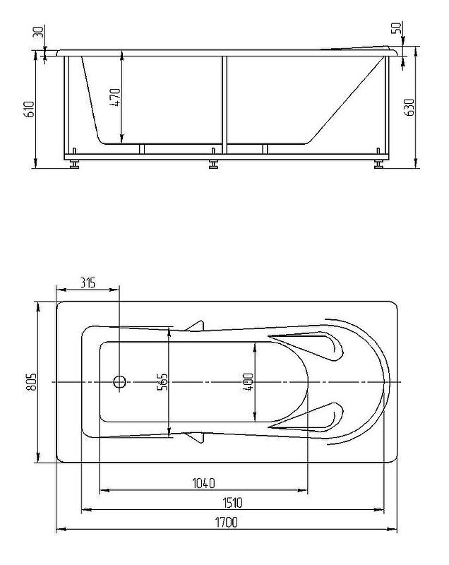 Акриловая ванна Акватек Леда 170х80 LED170-0000047 Акриловая ванна Акватек Леда 170х80 LED170-0000047