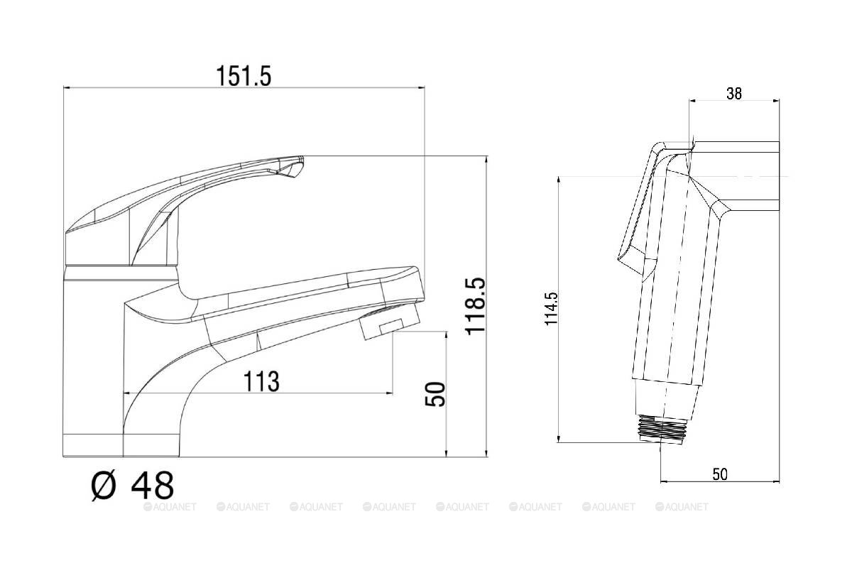 OneLife P01-022cr Полимерный смеситель для раковины с гигиеническим душем, цвет: хром OneLife P01-022cr Полимерный смеситель для раковины с гигиеническим душем, цвет: хром