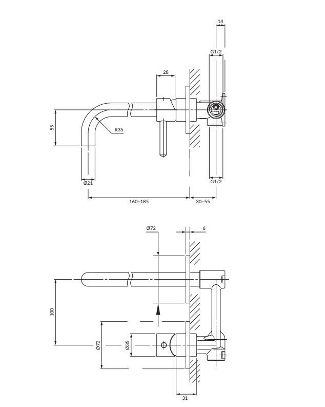 Смеситель для умывальника скрытого монтажа OMNIRES Y Y1215HGLB (брашированное золото) Смеситель для умывальника скрытого монтажа OMNIRES Y Y1215HGLB (брашированное золото)