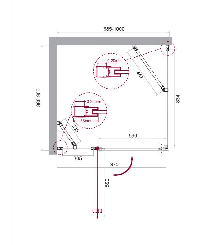 Душевой уголок BelBagno ETNA-AH-12-90/80-C-Cr Душевой уголок BelBagno ETNA-AH-12-90/80-C-Cr