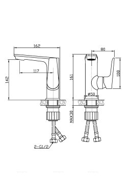 ANCONA Смеситель для раковины без донного клапана, хром ANCONA-LVM-CRM ANCONA Смеситель для раковины без донного клапана, хром ANCONA-LVM-CRM