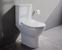 Комплект напольного безободкового унитаза Integra Round Open-Back, тонкое сиденье микролифт, механизм 3/6 л