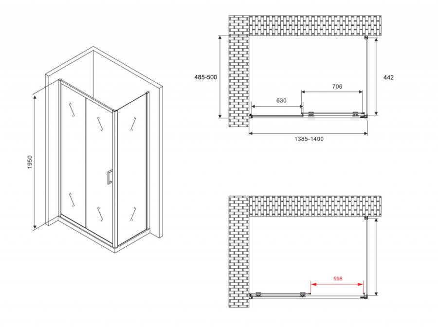 Душевой уголок ABBER Schwarzer Diamant AG30140B-S50B Душевой уголок ABBER Schwarzer Diamant AG30140B-S50B