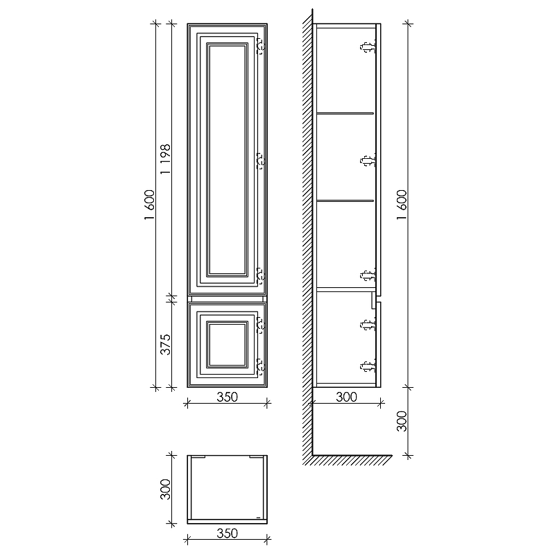 Шкаф-пенал SANCOS Very подвесной правый,  Bianco , 350х300х1600 мм, арт. PVR35RW Шкаф-пенал SANCOS Very подвесной правый,  Bianco , 350х300х1600 мм, арт. PVR35RW