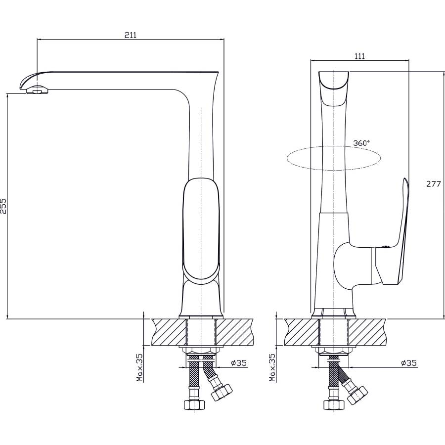 Смеситель для кухонной мойки  RUSH Gozo (GZ3735-23) Смеситель для кухонной мойки  RUSH Gozo (GZ3735-23)