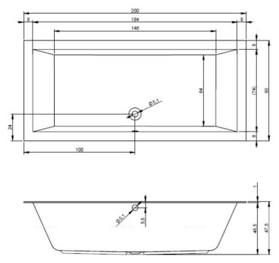 Акриловая ванна Riho Lugo  200x90  Акриловая ванна Riho Lugo  200x90
