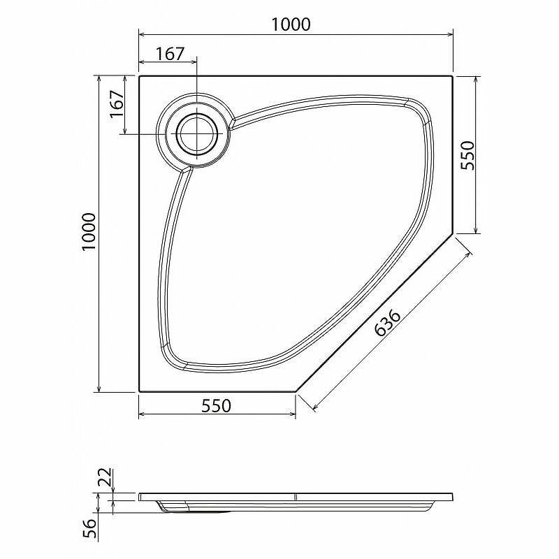 Поддон из искусственного мрамора CEZARES TRAY-S-P-100-56-W Поддон из искусственного мрамора CEZARES TRAY-S-P-100-56-W