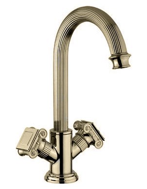 OLIMP-LS2-03/24-Sw Смеситель на раковину с донным клапаном, золото, ручки Swarovski