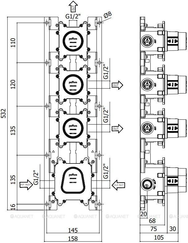 Скрытая монтажная часть для смесителя Paffoni Modular Box MDBOX019 Скрытая монтажная часть для смесителя Paffoni Modular Box MDBOX019