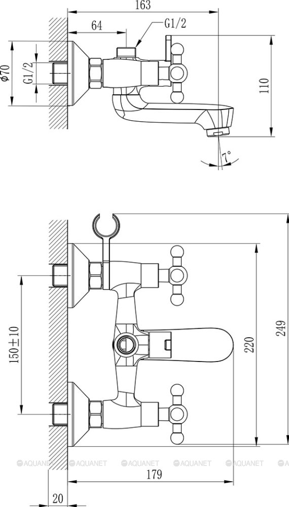Смеситель Rossinka G02-83 для ванны Смеситель Rossinka G02-83 для ванны