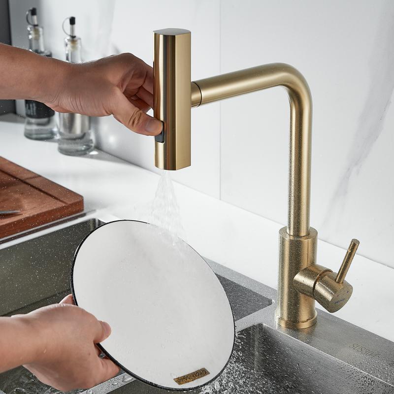 Смеситель для кухни с выдвижной лейкой Shevanik S263 S263G Смеситель для кухни с выдвижной лейкой Shevanik S263 S263G