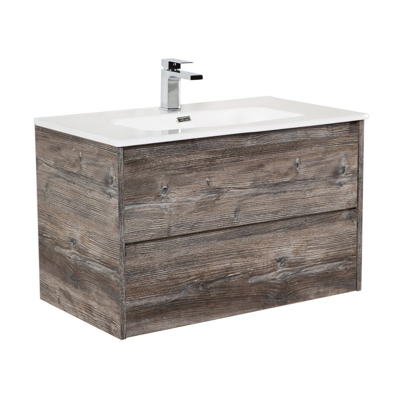 Тумба с раковиной подвесная BelBagno KRAFT 100 Cemento Grigio, раковина белая Тумба с раковиной подвесная BelBagno KRAFT 100 Cemento Grigio, раковина белая