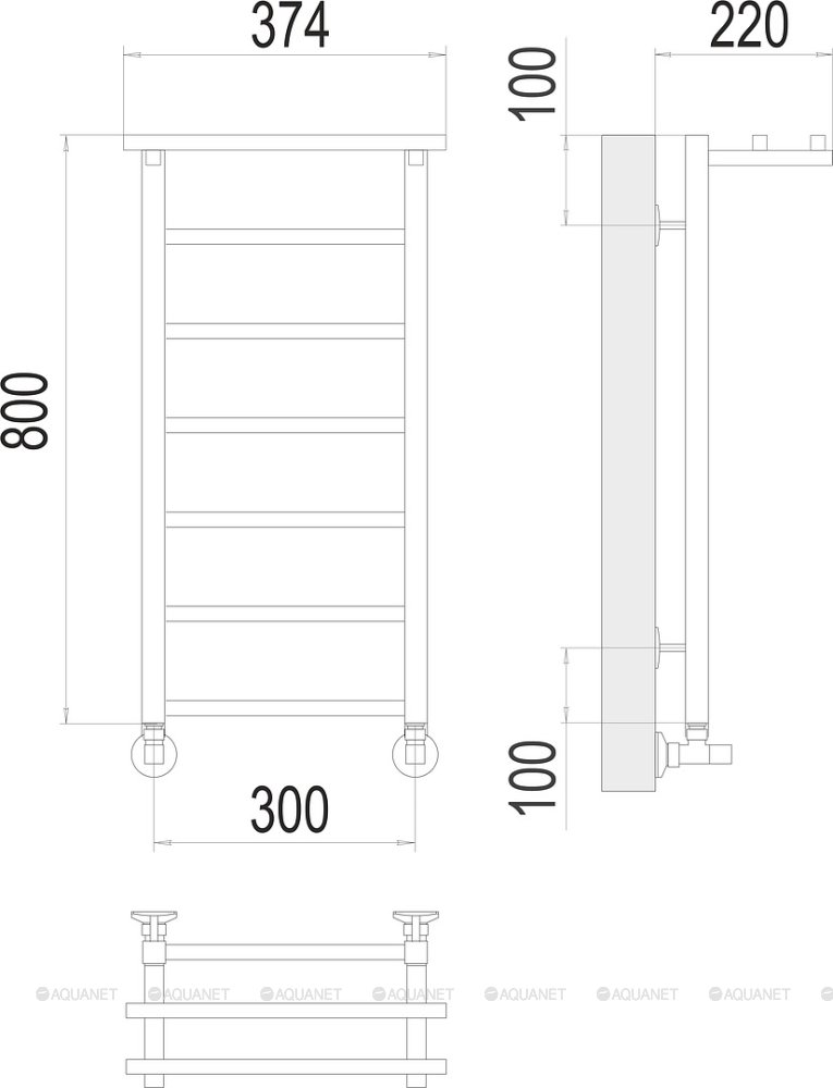 Полотенцесушитель Terminus Контур с/п П7 300х800 Полотенцесушитель Terminus Контур с/п П7 300х800