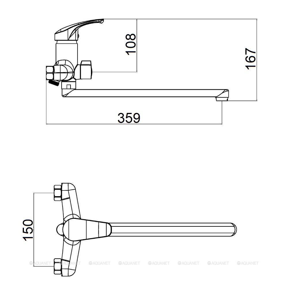 Смеситель для ванны OneLife P01-218cr с душ.набором, полимерный Смеситель для ванны OneLife P01-218cr с душ.набором, полимерный