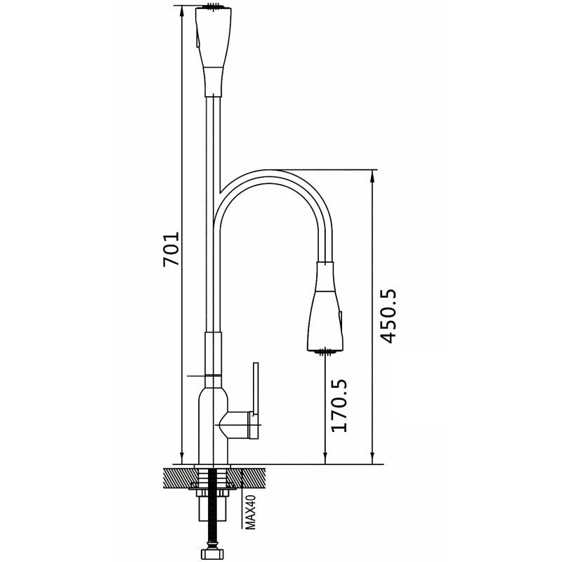 Смеситель для кухни с гибким изливом Shevanik S843T-3 Смеситель для кухни с гибким изливом Shevanik S843T-3