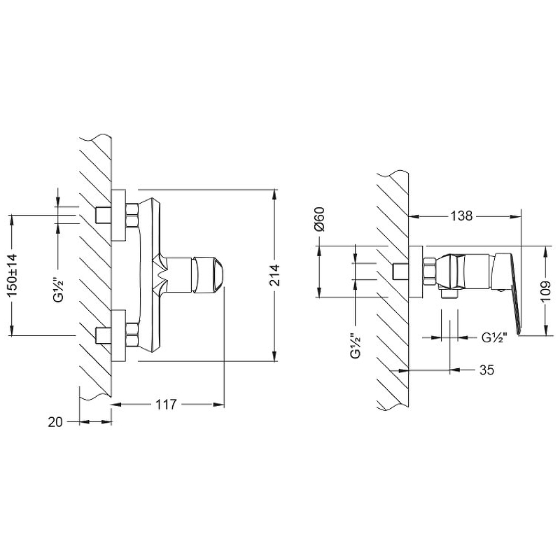 Смеситель для душа, латунь/хром Смеситель для душа, латунь/хром