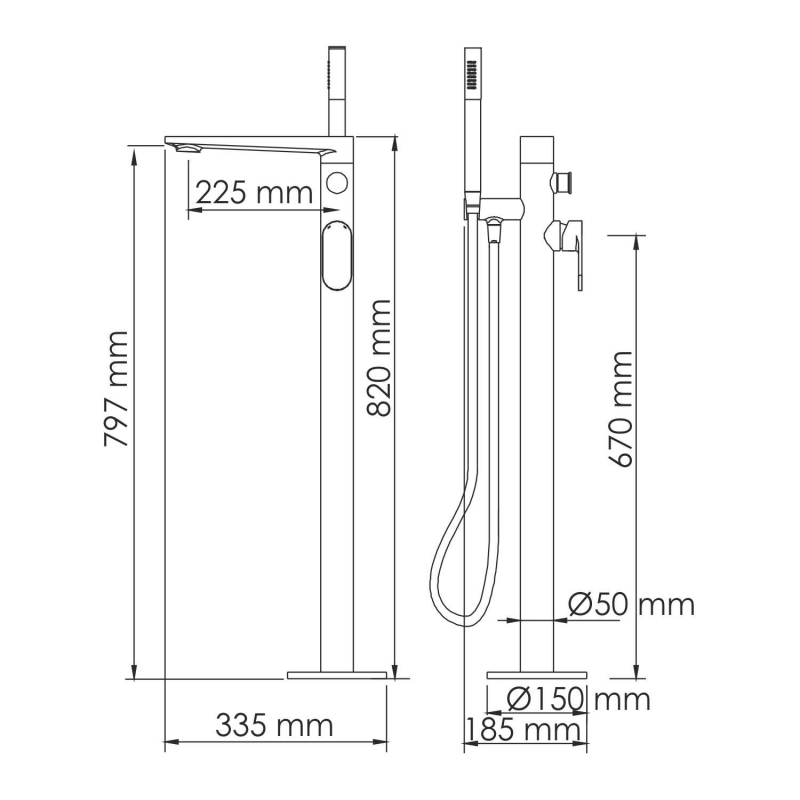 Elbe 7421 Смеситель напольный для ванны Wasserkraft Elbe 7421 Смеситель напольный для ванны Wasserkraft
