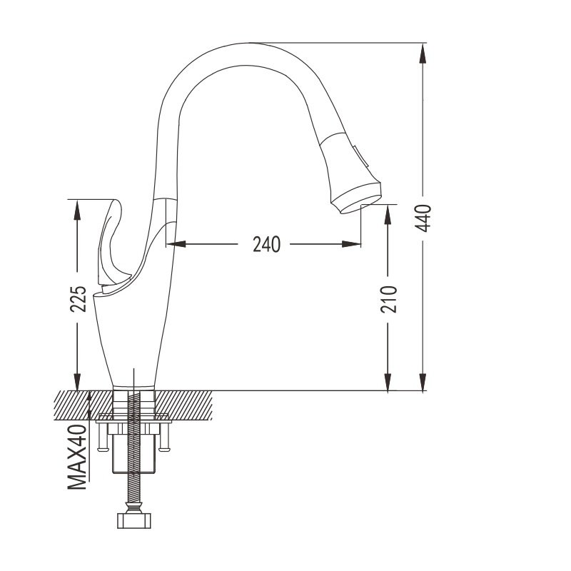 Смеситель для кухни, латунь R123H Смеситель для кухни, латунь R123H
