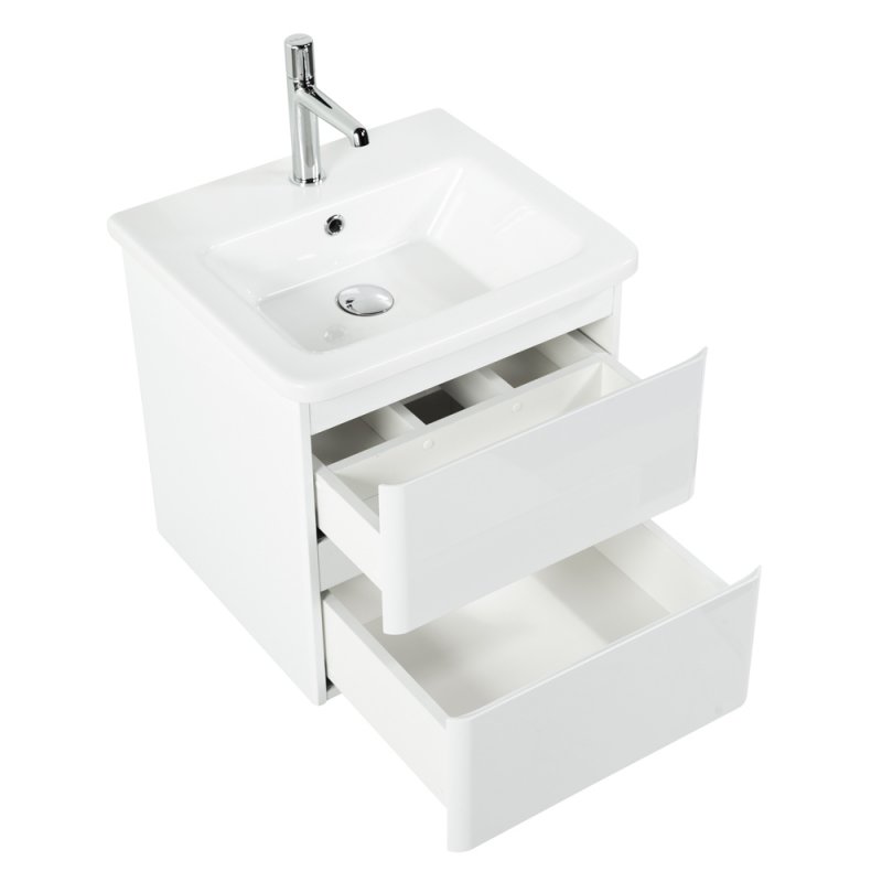 Тумба с раковиной подвесная  BelBagno ALBANO-CER 50 Rovere Vintage Bianco, раковина белая Тумба с раковиной подвесная  BelBagno ALBANO-CER 50 Rovere Vintage Bianco, раковина белая