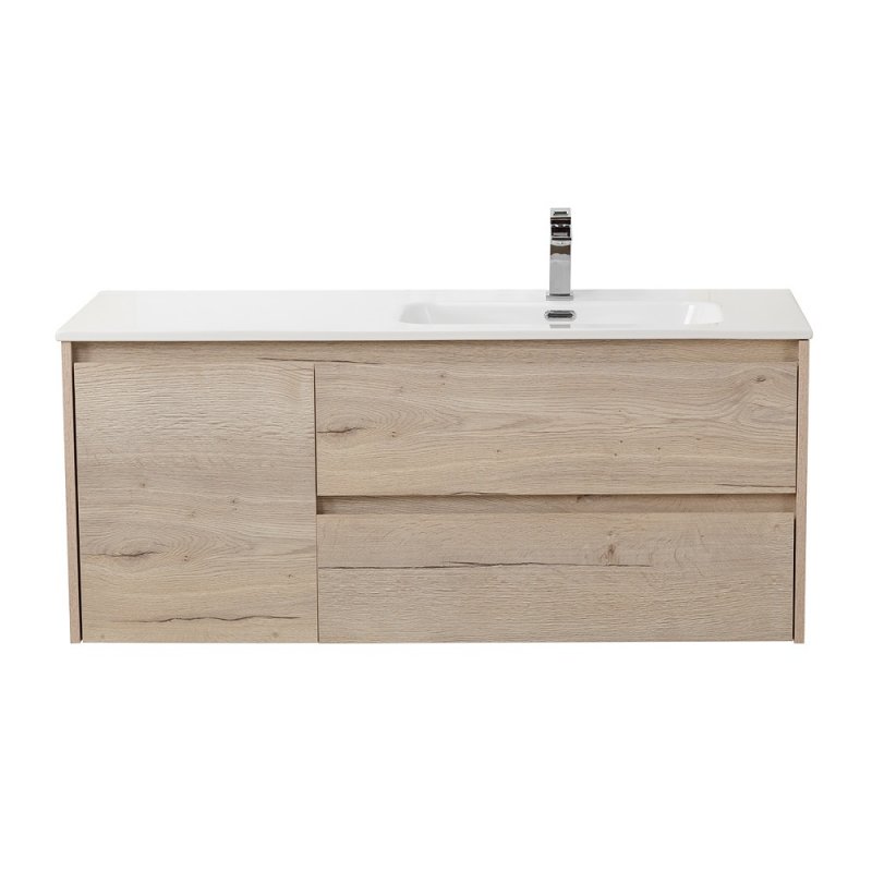 Тумба с раковиной подвесная с двумя ящиками и одной дверцей BelBagno KRAFT 100 Rovere Nebrasca Nature правая, раковина белая Тумба с раковиной подвесная с двумя ящиками и одной дверцей BelBagno KRAFT 100 Rovere Nebrasca Nature правая, раковина белая