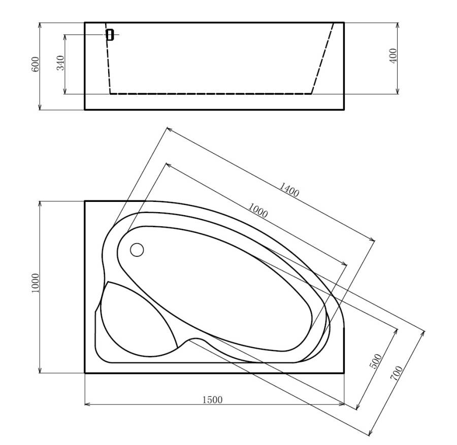 Акриловая ванна Gemy 150х100 G9009 B R Акриловая ванна Gemy 150х100 G9009 B R