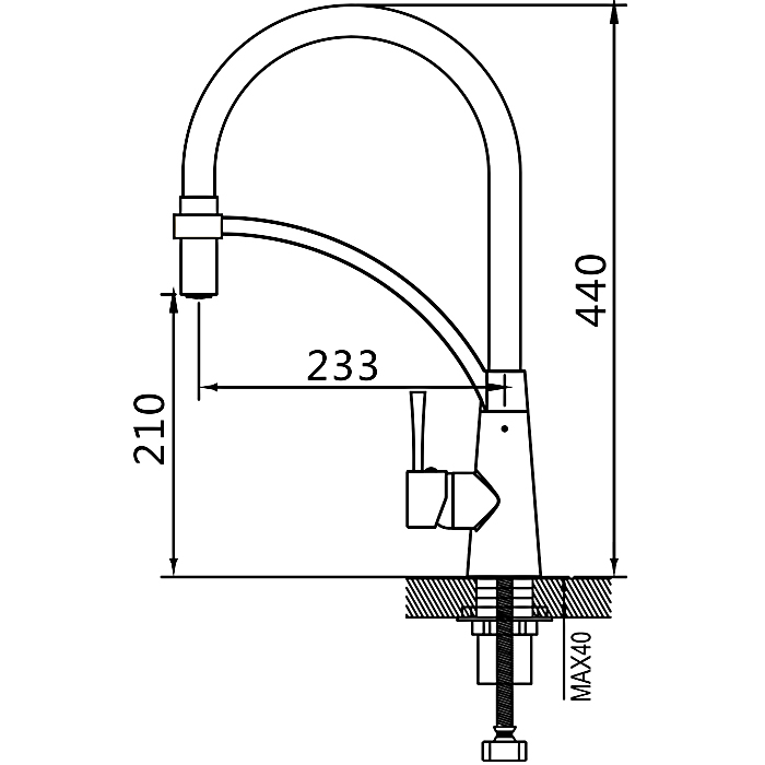 Смеситель для кухни с гибким изливом Shevanik S743T-3 Смеситель для кухни с гибким изливом Shevanik S743T-3