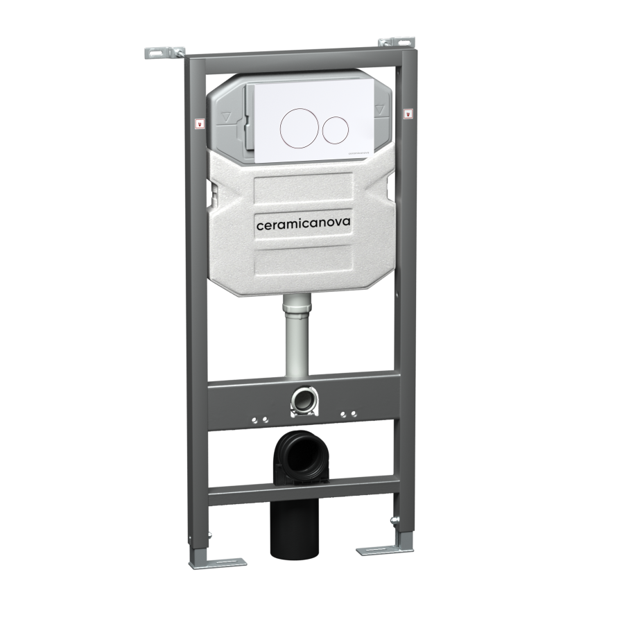 Система инсталляции для унитазов CERAMICANOVA Envision с кнопкой смыва Round цвет белый и креплениями, арт. CN1001W Система инсталляции для унитазов CERAMICANOVA Envision с кнопкой смыва Round цвет белый и креплениями, арт. CN1001W