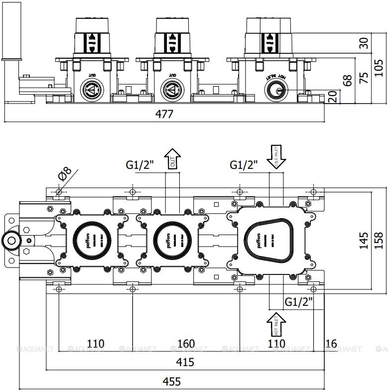 Скрытая монтажная часть для смесителя Paffoni Modular Box MDBOX000 Скрытая монтажная часть для смесителя Paffoni Modular Box MDBOX000