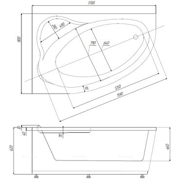 Акриловая ванна Aquatek Фиджи 170х110 см FID170-0000003, белый Акриловая ванна Aquatek Фиджи 170х110 см FID170-0000003, белый
