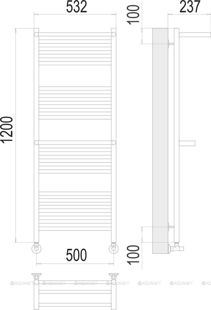 Полотенцесушитель Terminus Аврора с 2-мя/п П22 500х1200 Полотенцесушитель Terminus Аврора с 2-мя/п П22 500х1200