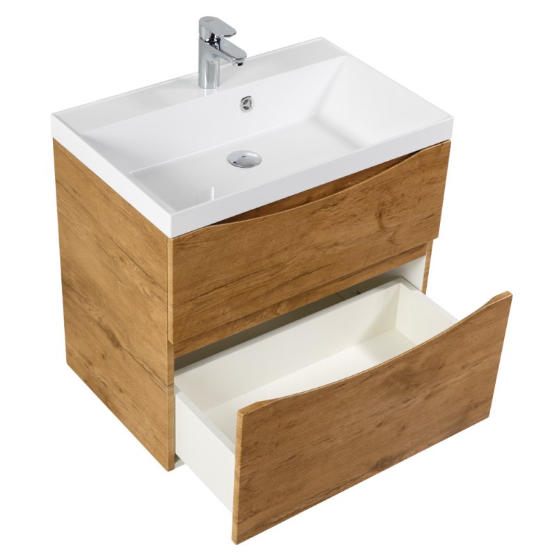 Тумба с раковиной подвесная BelBagno MARINO-H60 70 Rovere Nature, раковина белая Тумба с раковиной подвесная BelBagno MARINO-H60 70 Rovere Nature, раковина белая