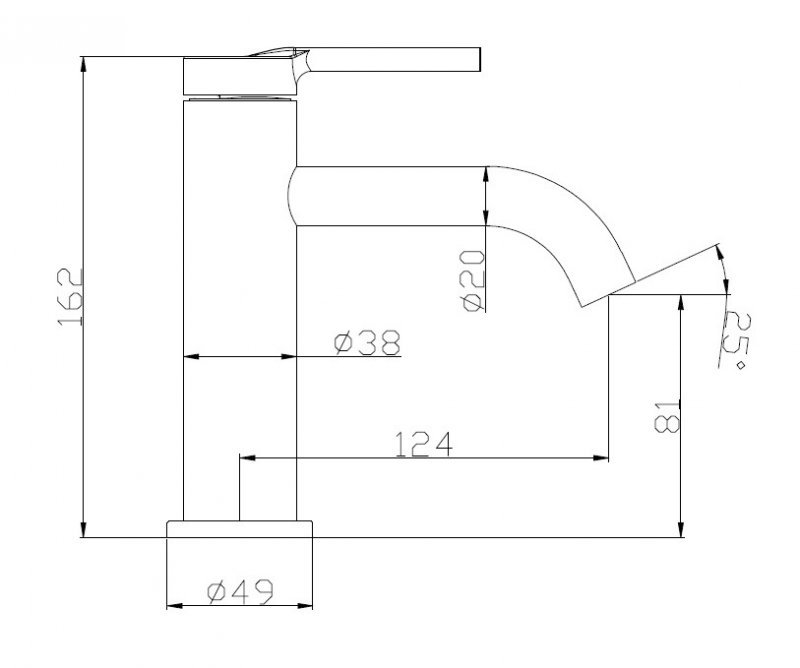 ETNA Смеситель для раковины без донного клапана, нержавеющая сталь, исполнение сатин ETN-LVM2-IN ETNA Смеситель для раковины без донного клапана, нержавеющая сталь, исполнение сатин ETN-LVM2-IN