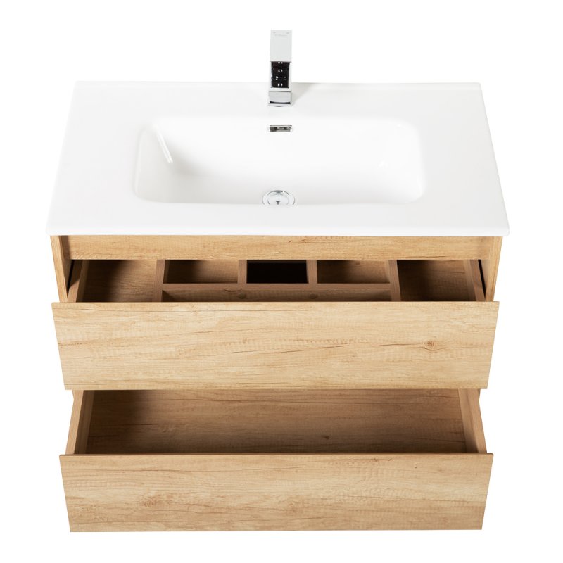 Тумба с раковиной подвесная BelBagno KRAFT 80 Rovere Nebrasca Nature, раковина белая Тумба с раковиной подвесная BelBagno KRAFT 80 Rovere Nebrasca Nature, раковина белая