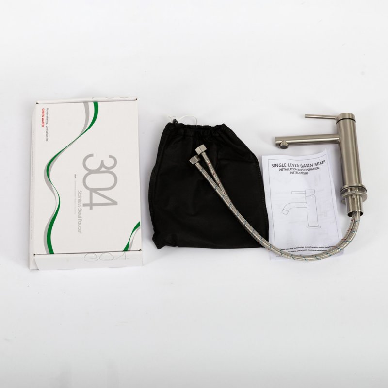 ETNA Смеситель для раковины без донного клапана, нержавеющая сталь, исполнение сатин ETN-LVM-IN ETNA Смеситель для раковины без донного клапана, нержавеющая сталь, исполнение сатин ETN-LVM-IN