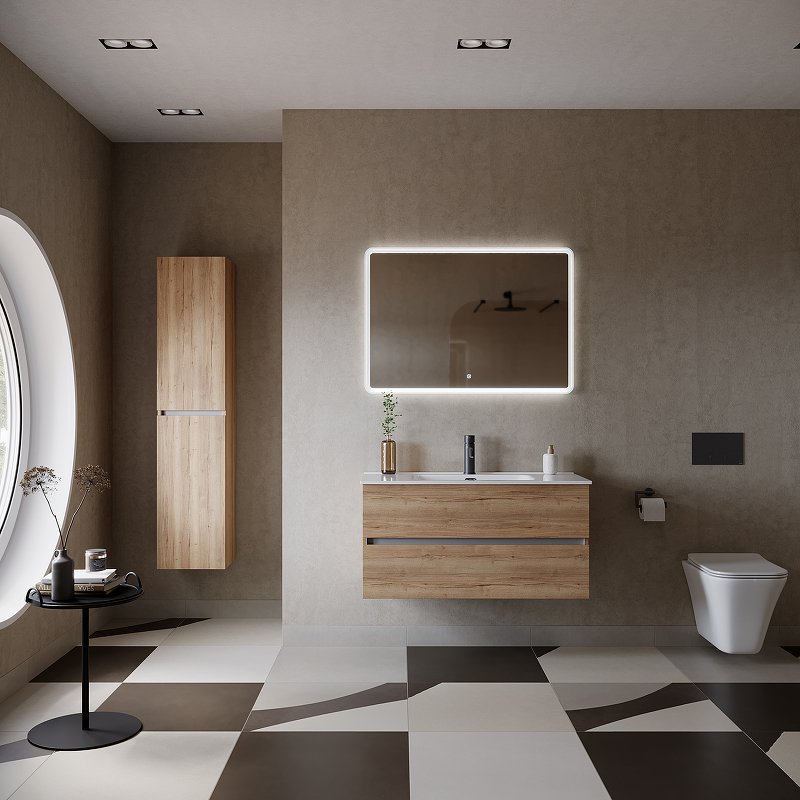 Тумба подвесная SANCOS Urban 990х450х550, c двумя ящиками оснащенными доводчиками, дуб галифакс натуральный , арт. UR100EG Тумба подвесная SANCOS Urban 990х450х550, c двумя ящиками оснащенными доводчиками, дуб галифакс натуральный , арт. UR100EG