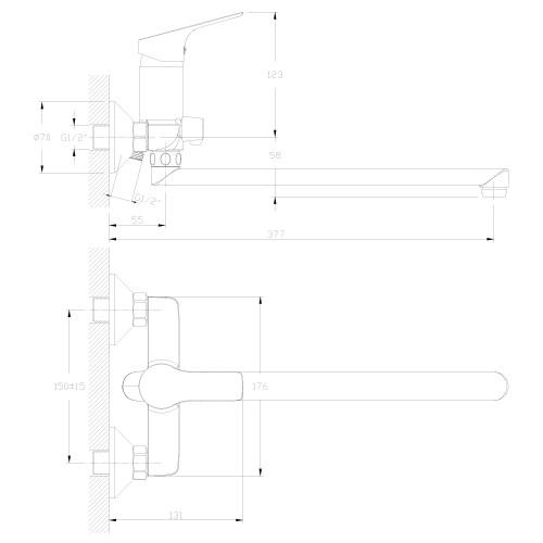Смеситель Rossinka RS29-33 для ванны универсальный Смеситель Rossinka RS29-33 для ванны универсальный