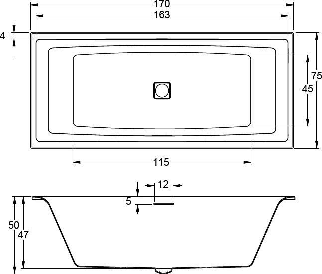 Акриловая ванна  STILL SQUARE LED 170x75R/L RIHO FALL Акриловая ванна  STILL SQUARE LED 170x75R/L RIHO FALL