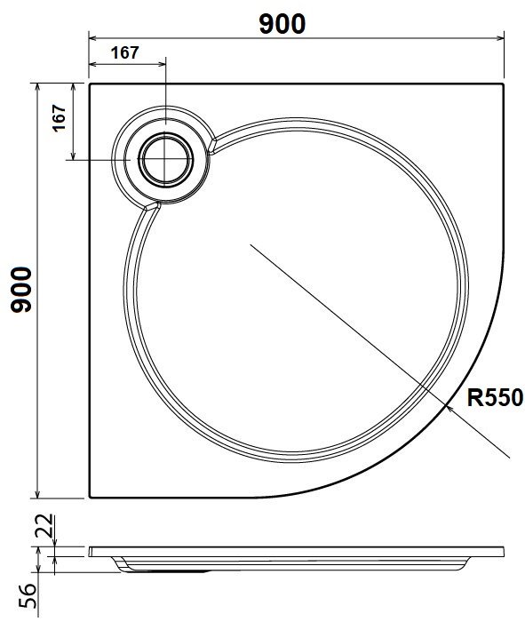 Поддон из искусственного мрамора CEZARES TRAY-S-R-90-550-56-W Поддон из искусственного мрамора CEZARES TRAY-S-R-90-550-56-W