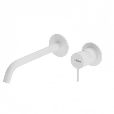 LEAF-BLI2-L-BIO Смеситель для раковины встраиваемый однорычажный, на два отверстия, длина излива 23 см, исполнение Белый матовый