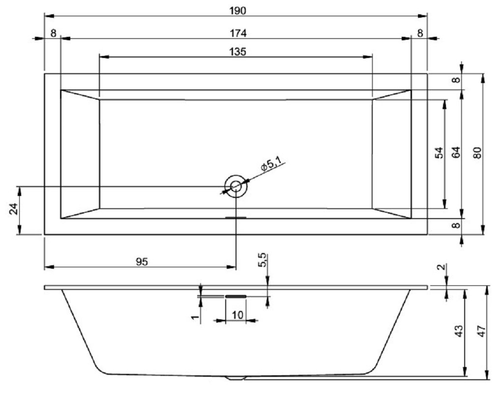 Акриловая ванна Riho Rething Cubic 190x80 Акриловая ванна Riho Rething Cubic 190x80