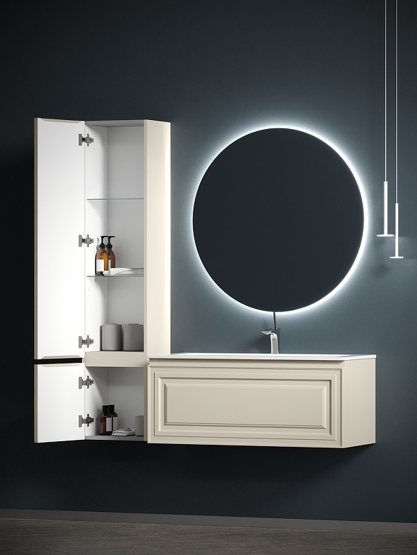 Шкаф-пенал SANCOS Very подвесной левый,  Beige Soft , 350х300х1600 мм, арт. PVR35LCE Шкаф-пенал SANCOS Very подвесной левый,  Beige Soft , 350х300х1600 мм, арт. PVR35LCE