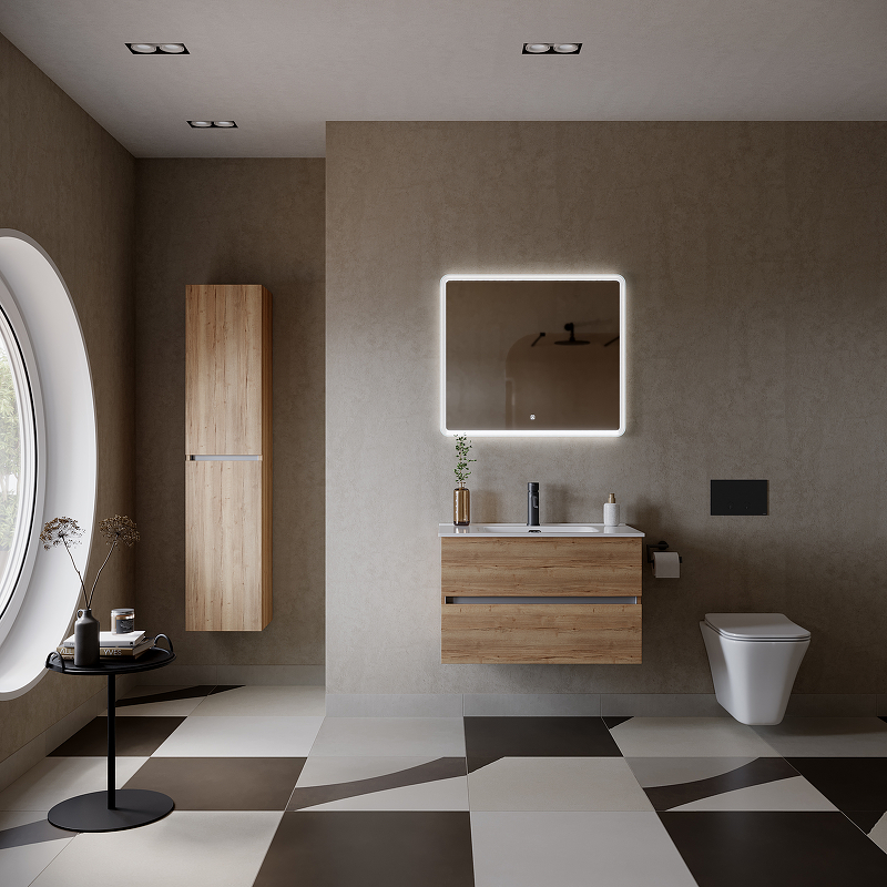 Тумба подвесная SANCOS Urban 790х450х550, c двумя ящиками оснащенными доводчиками, дуб галифакс натуральный , арт. UR80EG Тумба подвесная SANCOS Urban 790х450х550, c двумя ящиками оснащенными доводчиками, дуб галифакс натуральный , арт. UR80EG