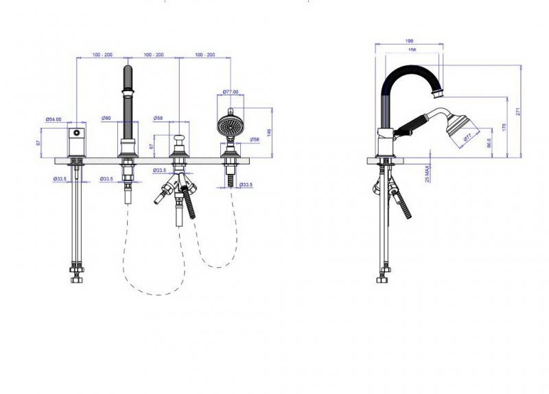 APHRODITE-BVDM-03/24-Bi Смеситель на борт ванны однорычажный с выдвижным душем и переключателем, исполнение золото 24 карат, ручки белые APHRODITE-BVDM-03/24-Bi Смеситель на борт ванны однорычажный с выдвижным душем и переключателем, исполнение золото 24 карат, ручки белые