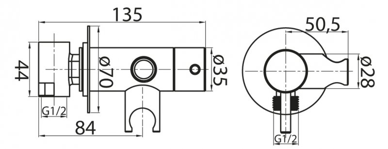 CZR-DA1-01 Смеситель для душа со штуцером с держателем, исполнение хром CZR-DA1-01 Смеситель для душа со штуцером с держателем, исполнение хром