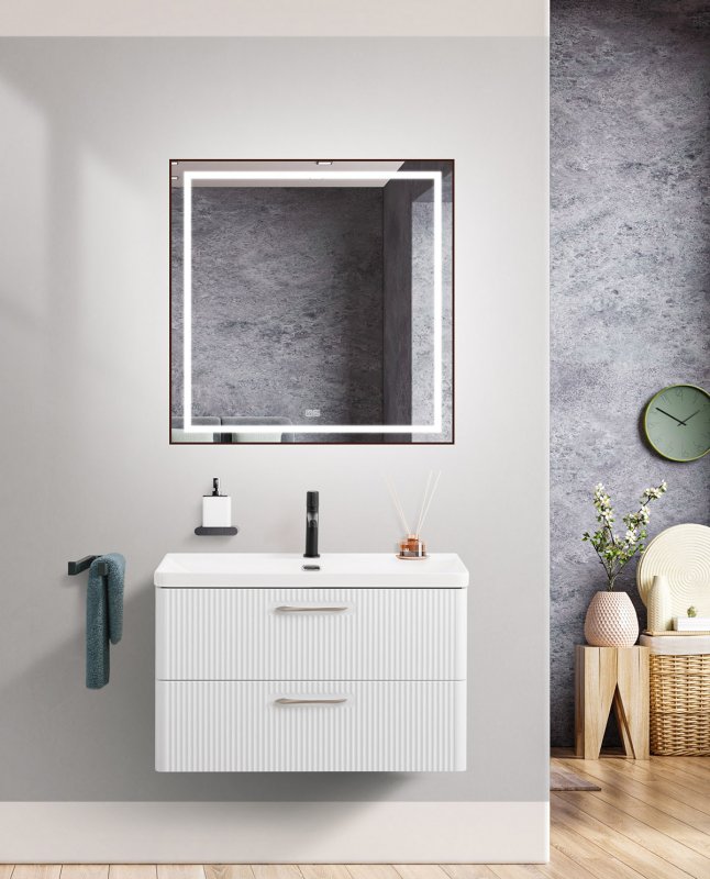 Тумба с раковиной подвесная BelBagno DUE 80 Rovere Nature, раковина белая Тумба с раковиной подвесная BelBagno DUE 80 Rovere Nature, раковина белая