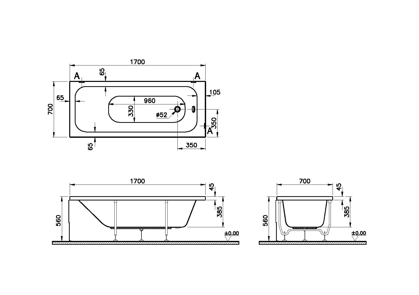 Акриловая ванна Vitra Optimum Neo 170x70 Акриловая ванна Vitra Optimum Neo 170x70