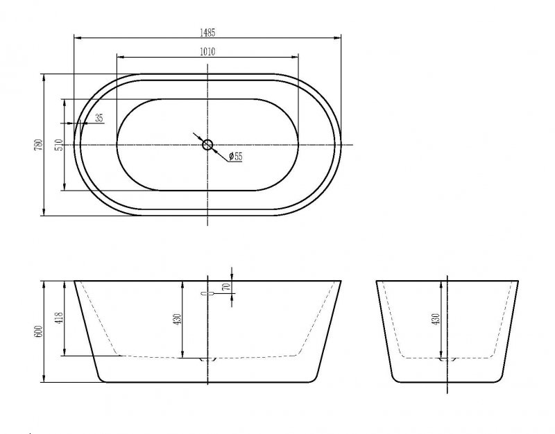Акриловая ванна BELBAGNO BB306-1775 Акриловая ванна BELBAGNO BB306-1775