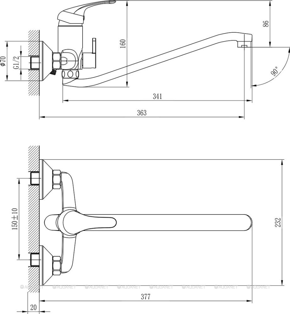 Смеситель Rossinka A35-34 универсальный с S-образным изливом Смеситель Rossinka A35-34 универсальный с S-образным изливом